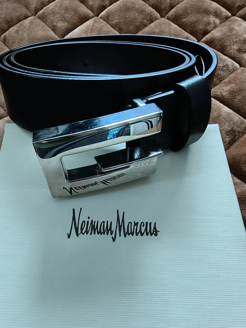 1998 Gucci The Era Of Tom Ford Black Leather Belt with Silver-Tone Buckle